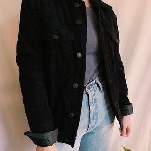 🌸black corduroy sherpa jacket
